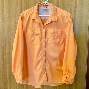 Eddie Bauer Womens 2X Fishing Shirt Peach
